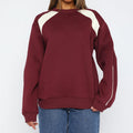 Round Neck Long Sleeve Contrast Color Sweatshirt