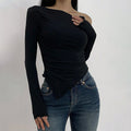 Solid Color Off-Shoulder Long Sleeves