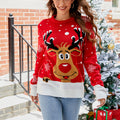 Cartoon Christmas Moose Pattern Pullover Sweater
