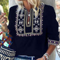 Black Modern Print 3/4 Sleeve Top