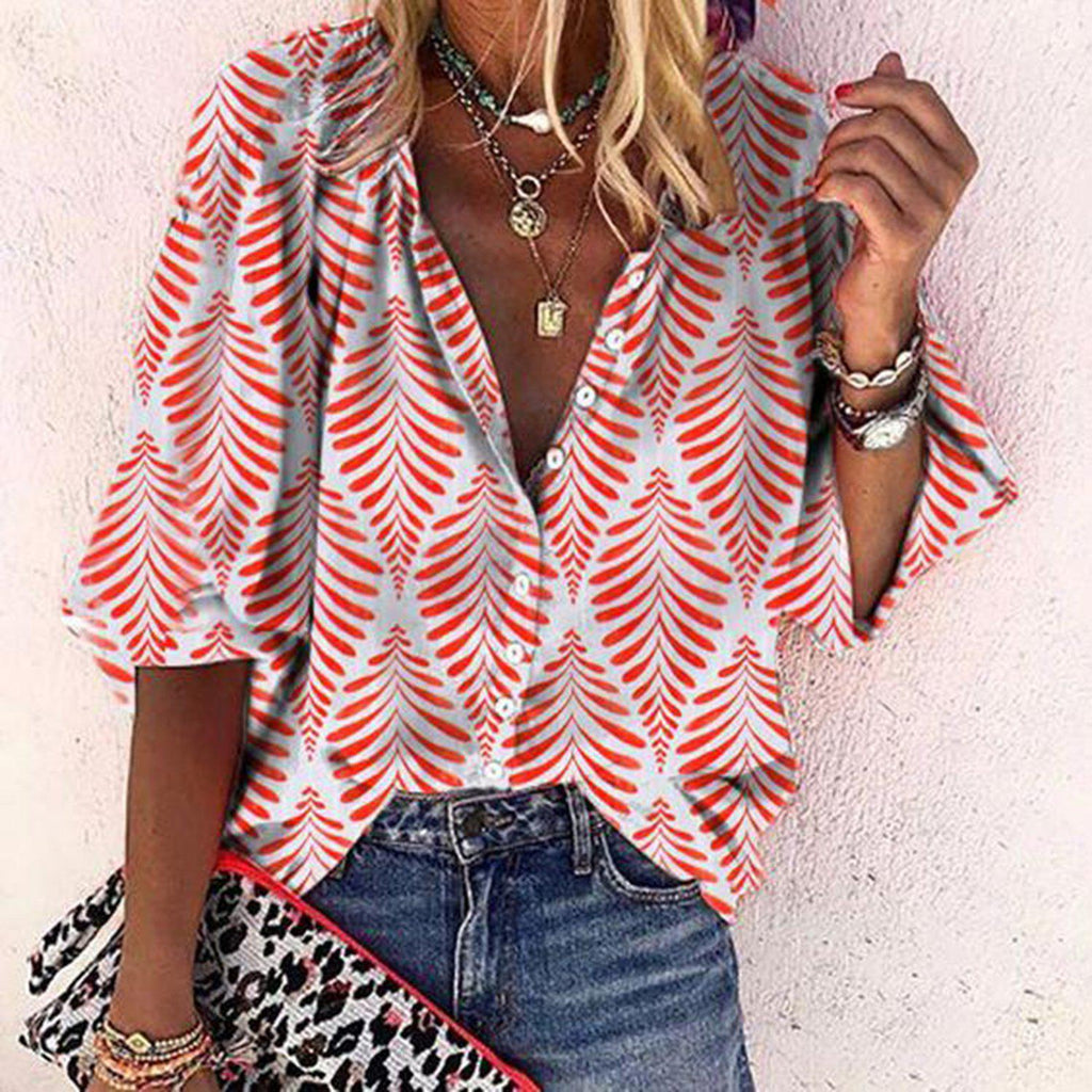 Modern Styling Print 3/4 Sleeve Top
