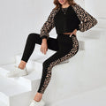 Leopard Print Long Sleeve Trousers Suit