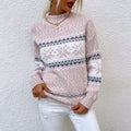 Women's Casual Half Turtleneck Snowflake Knit Christmas Sweater
