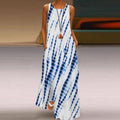 Fresh Spot Print Round Neck Sleeveless Maxi Dress