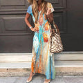 Groovy Print Short Sleeve Maxi Dress