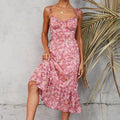 Sweet Print Sleeveless Midi Dress