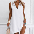 Classy White Plain Sleeveless Mini Dress