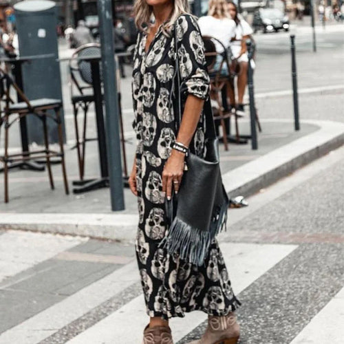 Born to Bad Skull Print Maxi Dress