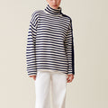 Turtleneck Blue And White Striped Sweater