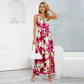 Red Sleeveless V-Neck Slit Dress
