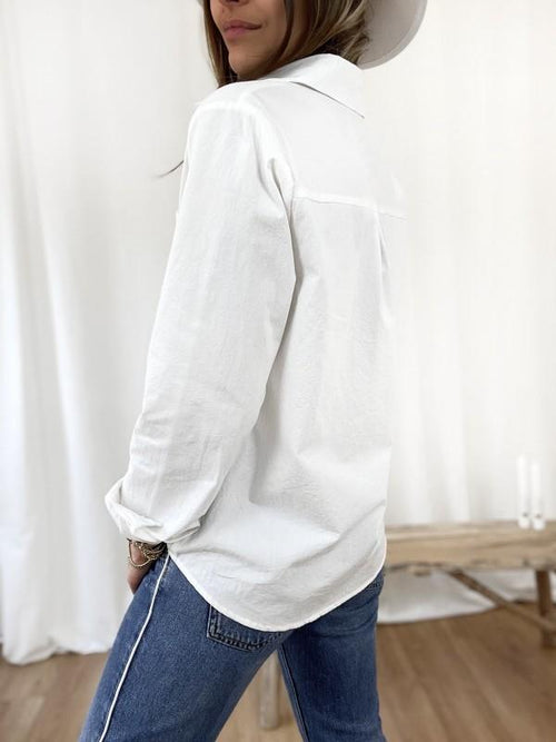 Basic Plain White Long Sleeve Shirt