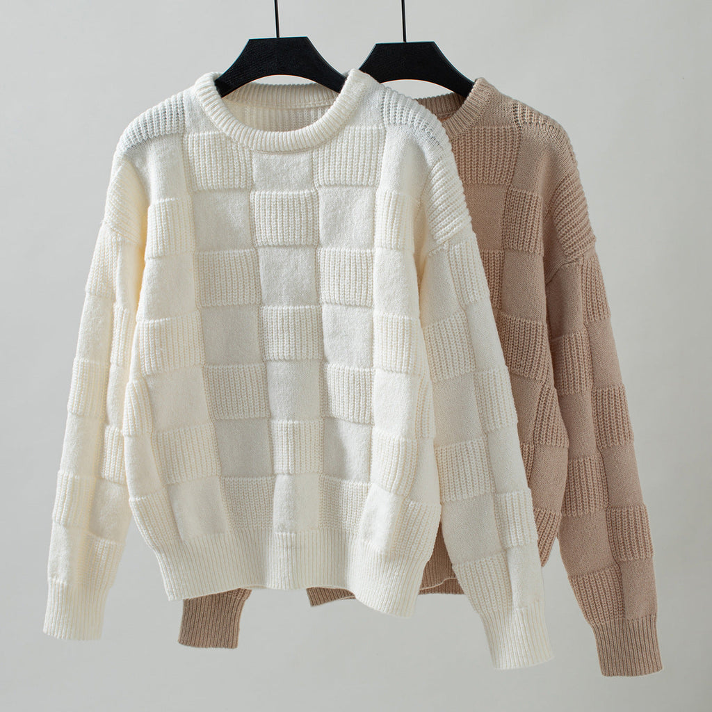 Women's Round Neck Lazy Style Knitted Sweater