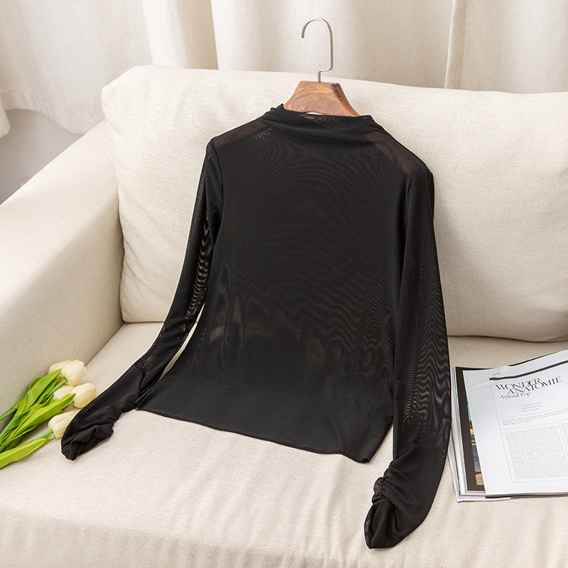 Women's See Through Long Sleeve Mesh Top Tee